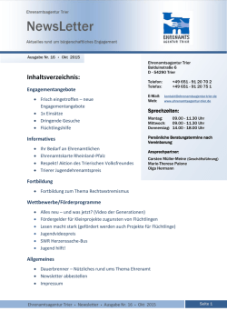 Inhaltsverzeichnis: - Ehrenamtsagentur Trier