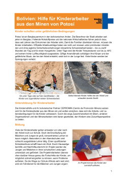 Bolivien: Hilfe für Kinderarbeiter aus den Minen von