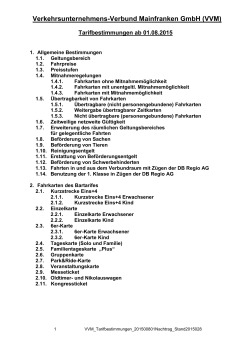 Tarifbestimmungen VVM Entwurf