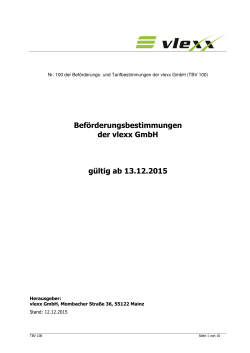 Beförderungsbestimmungen der vlexx GmbH gültig ab 13.12.2015