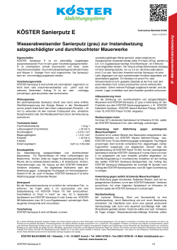 Technisches Merkblatt M 668 KÖSTER Sanierputz E