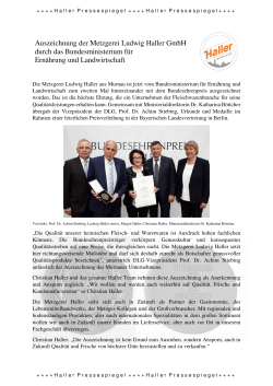 Auszeichnung der Metzgerei Ludwig Haller GmbH durch das