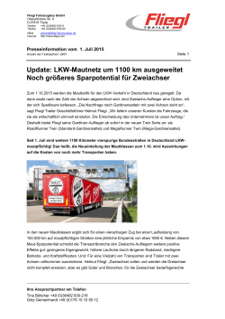 Update: LKW-Mautnetz um 1100 km ausgeweitet Noch größeres