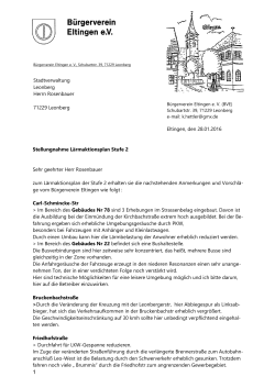 Eltingen, den 28.01.2016 Stellungnahme Lärmaktionsplan Stufe 2