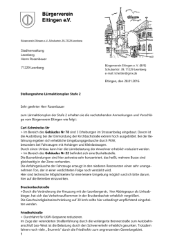 Eltingen, den 28.01.2016 Stellungnahme Lärmaktionsplan Stufe 2