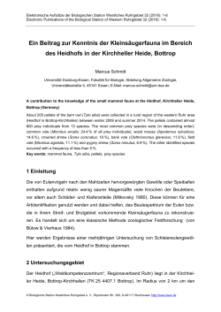 Ein Beitrag zur Kenntnis der Kleins&auml;ugerfauna im Bereich