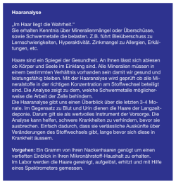 Haaranalyse &bdquo;Im Haar liegt die Wahrheit.&ldquo; Sie erhalten Kenntnis