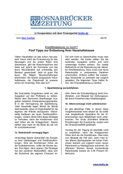 Kreditbelastung zu hoch? Fünf Tipps zur Entlastung Ihrer