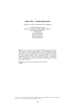 Agile Lehre – Erfahrungsberichte - CEUR