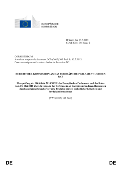 EUROPÄISCHE KOMMISSION Brüssel, den 17.7.2015 COM(2015