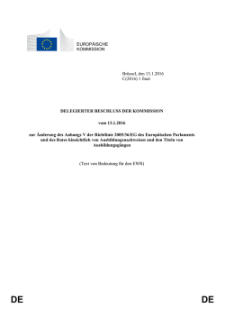 DELEGIERTER BESCHLUSS DER KOMMISSION vom 13.1.2016