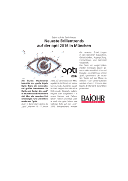Neueste Brillentrends auf der opti 2016 in München