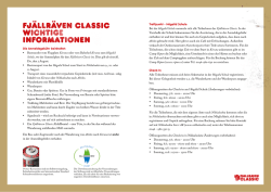 FJÄLLRÄVEN CLASSIC WICHTIGE INFORMATIONEN