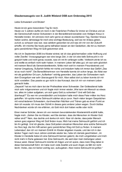 Glaubenszeugnis - Benediktinerinnen