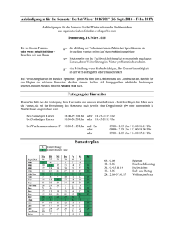 Infos Ank&uuml;ndigung Herbst/Winter 2016/17 und Semesterkalender