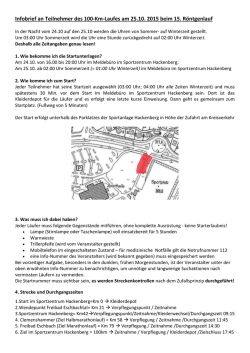 Infobrief an die 100km L&auml;uferinnen und L&auml;ufer