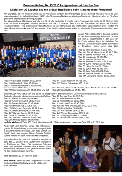 Pressemitteilung Nr. 43/2015 Laufgemeinschaft Laacher See Läufer