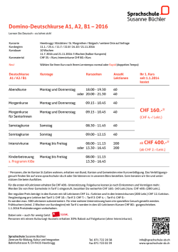 Domino-Deutschkurse A1, A2, B1 &ndash; 2016