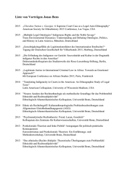 Liste von Vorträgen Jonas Bens