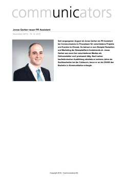 Jonas Gerber neuer PR Assistant