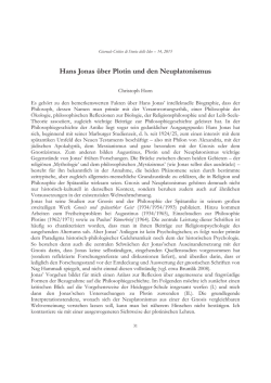 Hans Jonas über Plotin und den Neuplatonismus