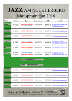 JAZZ AM NOCKHERBERG Jahresprogramm 2016