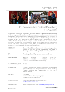 DATENBLATT 21. Summer Jazz Festival