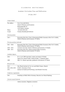 CLEMENSHETSCHKO Academic Curriculum Vitae and Publications