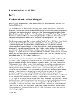 Rheinische Post 11.11.2015 Kleve Knaben mit sehr edlem Klangbild