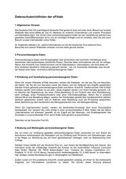 Datenschutzrichtlinien der eFiliale