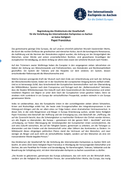 Die vollst&auml;ndige Begr&uuml;ndung des Karlspreisdirektoriums