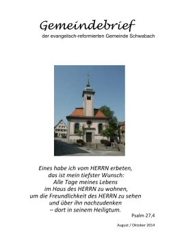 Gemeindebrief - Evangelisch reformierte Gemeinde Schwabach