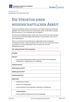 DIE STRUKTUR EINER WISSENSCHAFTLICHEN ARBEIT
