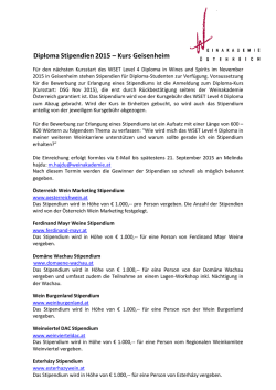 Diploma Stipendien 2015 &ndash; Kurs Geisenheim