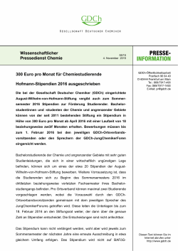 300 Euro pro Monat für Chemiestudierende Hofmann