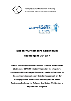 Baden-Württemberg-Stipendium Studienjahr 2016/17