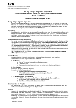 Dr. Ing. Giorgio Pegoraro - Stipendium f&uuml;r Studierende