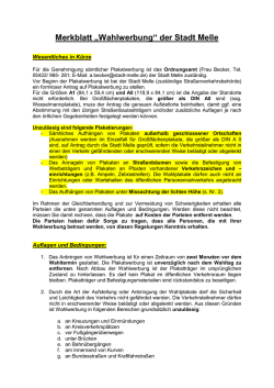 Merkblatt &bdquo;Wahlwerbung&ldquo; der Stadt Melle
