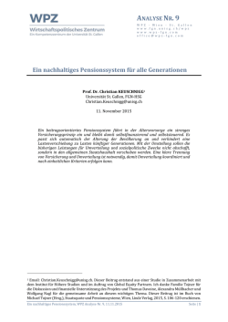 Ein nachhaltiges Pensionssystem f&uuml;r alle Generationen