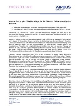 Press Release - Airbus DS CEO Succession DE