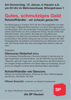 Gutes, schmutziges Geld - Knonaueramt solidarisch