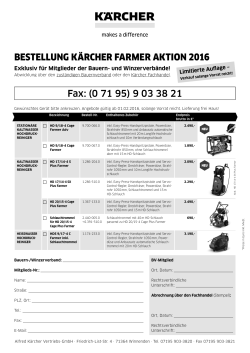 BESTELLUNG KÄRCHER FARMER AKTION 2016 Fax: (0 71 95) 9