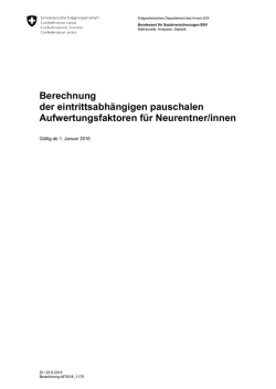 Eintrittsabhängige pauschale Aufwertungsfaktoren 2016 für