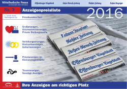 Ihre Anzeigen am richtigen Platz Anzeigenpreisliste