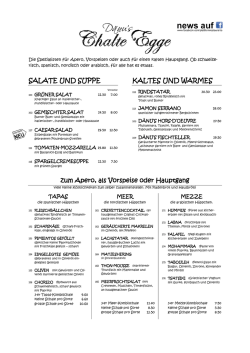 SALATE UND SUPPE KALTES UND WARMES zum Apero, als