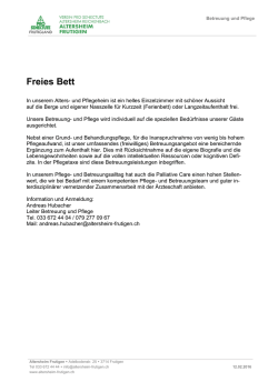 Freies Bett - Altersheim Frutigen