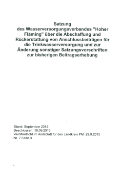 Satzung &uuml;ber die Abschaffung und R&uuml;ckerstattung
