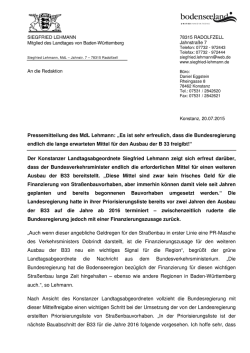 Pressemitteilung des MdL endlich die lange erwartete Der