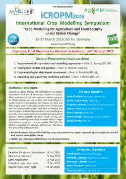 International Crop Modelling Symposium &ldquo;Crop Modelling for