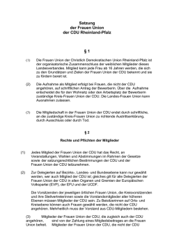 Satzung der Frauen Union der CDU Rheinland